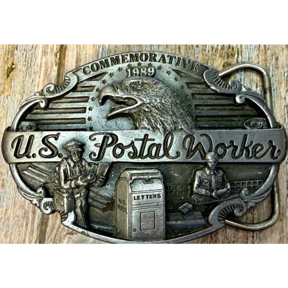 1989 Postal Worker Commemorative U.S. Mail Vintage Belt Buckle